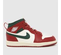 Nike Jordan Red Multi Air Jordan 1 Mid Boys Junior Trainers UK 1 (EU 33)