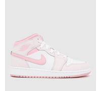 Nike Jordan White & Pink Air Jordan 1 Mid Girls Youth Trainers UK 4 (EU 36½)