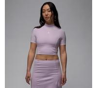 Nike Jordan Women's Short-Sleeve Knit Crop Top - Purple - Polyester/Elastane XS (UK 4-6)