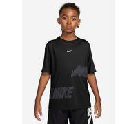 Nike Junior Boys Training Dri-FIT Short Sleeve Graphic Top, Black/White, Size Xs=7-8 Years Black/White