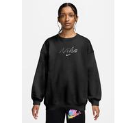 Nike Junior Girls Sportswear Studio Aop Logo Crew Sweat, Black, Size M=10-12 Years Black