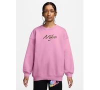 Nike Junior Girls Sportswear Studio Aop Logo Crew Sweat, Pink Rise, Size Xl=13-15 Years Pink Rise