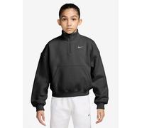 Nike Junior Girls Studio Club Fleece 1/4 Zip Sweater, Black/White, Size S=8-10 Years Black/White