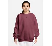 Nike Junior Girls Studio Fleece Oversized Crew Sweat, Pink Smoke/White, Size M=10-12 Years Pink Smoke/White