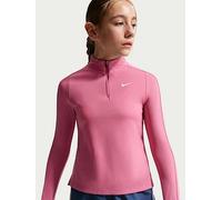 Nike Junior Girls Training Dri-FIT Long Sleeve 1/4 Zip Top, Peony/White, Size S=8-10 Years Peony/White