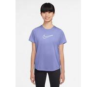 Nike Junior Girls Training Dri-FIT Short Sleeve Top, Light Thistle/White, Size Xs=7-8 Years Light Thistle/White