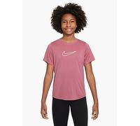 Nike Junior Girls Training Dri-FIT Short Sleeve Top, Peony/White, Size Xs=7-8 Years Peony/White