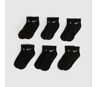 Nike Kids Ankle Socks 6 Pack in Black, Fabric, Size: 2-5 UK 2-5