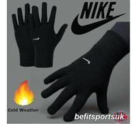 NIKE KIDS GLOVES BLACK JUNIOR FOOTBALL WINTER WARM KNIT SWOOSH SPORTS YOUTHS