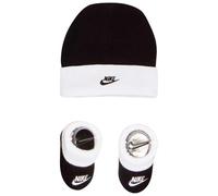 NIKE Children's Apparel Baby Hat and Bootie Two Piece Set Socks, Black/White, 0-6 Months