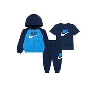 Nike Kids Unisex Colour Blocked Jogger, Hoodie And T-Shirt Set, Navy, Size 6-7 Years Navy