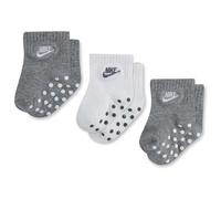 NIKE Children's Apparel Kids' Toddler Mid Cut Quarter Gripper Socks, Grey/White, 3/4.5