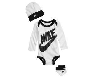 Nike Logo Long Sleeve 3 Piece Infant Set (0-6 Months White)