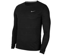Nike M Nk Df Miler Top LS Long Sleeved T-Shirt - Black/(Reflective Silver), M-T
