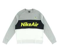 Nike M NSW Air CRW FLC Long Sleeved T-Shirt - Lt Smoke Grey/White/Black/(Volt), X-Small