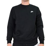 Nike M NSW Club CRW Bb Long Sleeved T-Shirt - Black/(White), Large-T