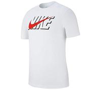 Nike Men Blk Core T-Shirt - White/Black/(Habanero Red), Small