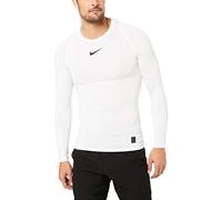 Nike Men Compression Long Sleeve Shirt - White/Black/Black, Small