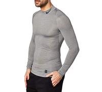 Nike Men Compression Mock Long Sleeve Shirt - Carbon Heather/Black/Black, Medium
