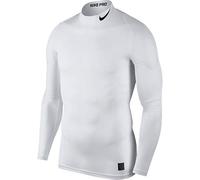 Nike Men Compression Mock Long Sleeve Shirt - White/Black/Black, Small
