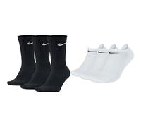 NIKE Men Cush Crew Socks (pair Of 3) - Black/White, Large/Size UK 8-11 & U Nk Everyday Cush NS 3PR Socks - White/(Black), Large