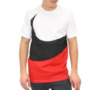 Nike Men M NSW TEE HBR Swoosh 1 T-Shirt - White/University Red/Black, Medium