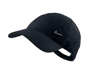 Nike Men Metal Swoosh Logo Cap - Black/Metallic Silver, One Size