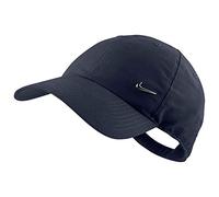 Nike Men Metal Swoosh Logo Cap - Obsidian/Metallic Silver, One Size