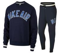 Nike Mens Air Fleece Full Crewneck Tracksuit Set Navy Cotton - Size X-Large