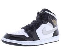 Nike Men's Air Jordan 1 Mid SE Sneaker, Black Metallic Silver White 010, 9 UK