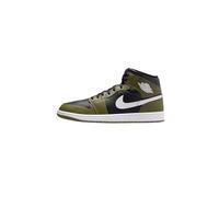 Nike Men's Air Jordan 1 Mid Sneaker, Black/Medium Olive/Sail/White, 9.5 UK