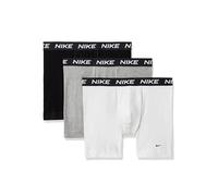 NIKE Men's All Day Cotton Stretch Boxer Brief W/Fly Underwear (3-Pack), White/Heather Grey/Black, M (Pack of 3)