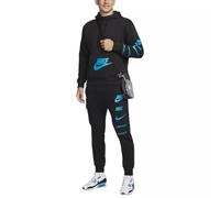 Nike Mens Black Navy Standard Issue Swoosh Hooded Fleece Tracksuit - Size Large