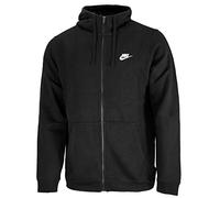 Nike Men's Club Fleece Full Zip Hoodie - Black/Black/White, Large