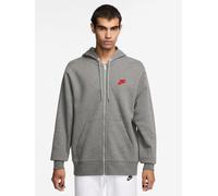 Nike Mens Club Fleece Full Zip Hoodie, Dk Grey Heather/University Red, Size L, Men Dk Grey Heather/University Red