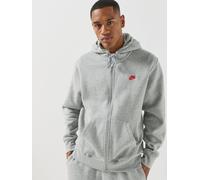 Nike Mens Club Fleece Full Zip Hoodie, Dk Grey Heather/University Red, Size Xl, Men Dk Grey Heather/University Red
