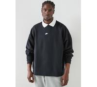 Nike Mens Club French Terry Oversized Crew Sweatshirt, Black/White, Size Xl, Men Black/White