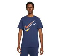 NIKE Mens T Shirt Court T Shirt Mens Swoosh Logo Tee Short Sleeve Classic T Shirt White DQ3944 100 New (UK, Alpha, M, Regular, Regular, Navy)