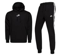 Nike Sportswear Sport Essential Mens Fleece Hooded Tracksuit Black/White Cotton - Size Small