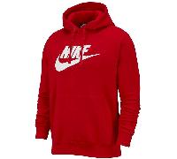 Nike BV2973 Mens Pullover Fleece Hoodie Club Logo Graphic Sportswear Red S