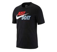 NIKE Men's Just Do It Swoosh T shirt, Black/Mystic Red/Platinum Tint, S UK