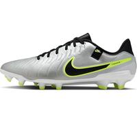 Nike Men's Legend 10 Academy FG/MG Football Shoe, Metallic Silver/Black/Volt, 8