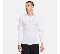 Nike Mens Lettered Branding Crew Neck Long Sleeve Athletic Top in White/Black - Size Large