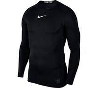 Nike Men's Pro Training Compression Long Sleeve Shirt - Black/White/White, Large