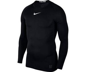 Nike Men's Pro Training Compression Long Sleeve Shirt - Black/White/White, Large