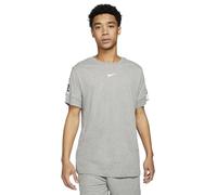 NIKE Mens Repeat Tape Logo T Shirt Short Sleeve Cotton Sportswear Crew Jersey Tee (UK, Alpha, XL, Regular, Regular, Grey)