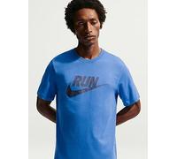 Nike Mens Running Cotton Dri-FIT T-Shirt, Blue Crystal/Thunder Blue, Size L, Men Blue Crystal/Thunder Blue