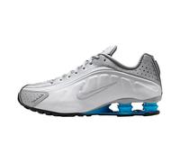 NIKE Men's Shox R4 Sneaker, Metallic Silver Blue Lagoon White, 8.5 UK
