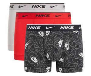 NIKE Men's Trunk 3pk Underwear, Blk Nk Lg PRNT/Colge Grey/Plain Red, M