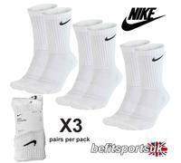 NIKE MENS WOMENS SOCKS DRI FIT TRAINING GYM RUNNING CREW SOCK WHITE